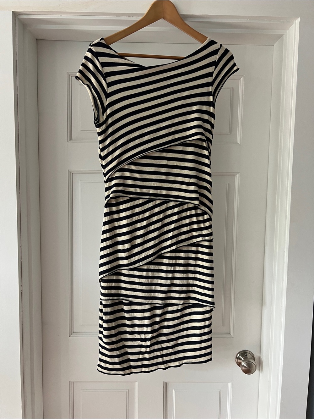 Bailey 44 Navy & Cream Striped Layered Midi Dress